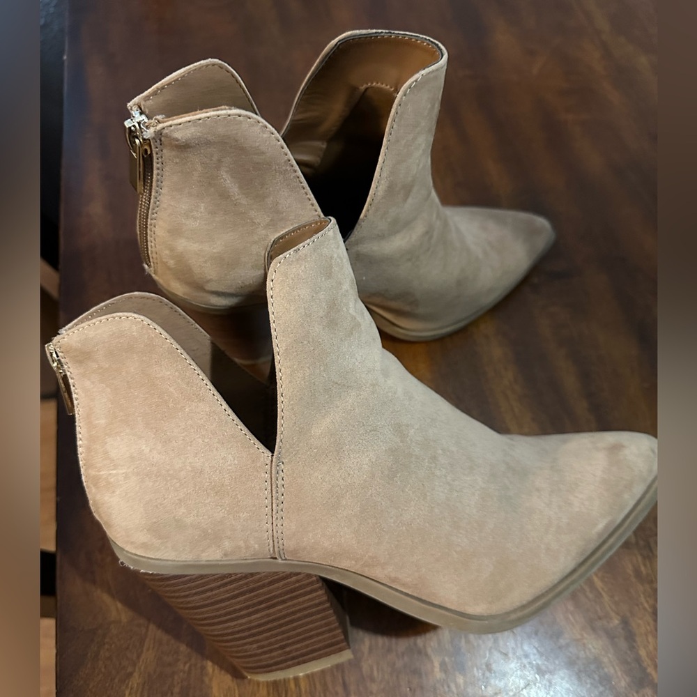 Taupe 3” heeled bootie boot